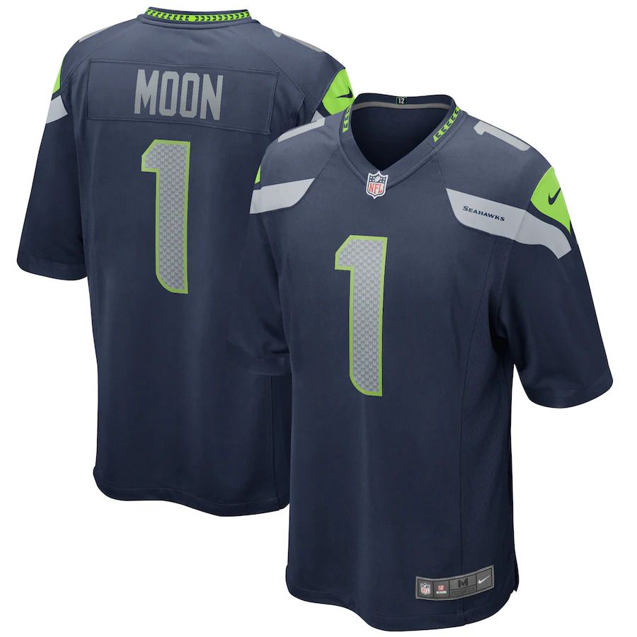 Men Seattle Seahawks 1 Warren Moon Nike College Navy Game Retired Player NFL Jersey